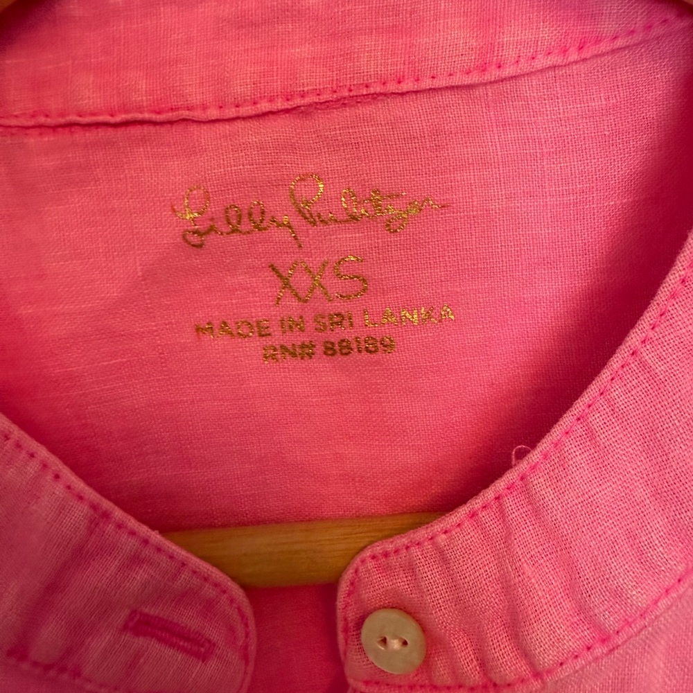 Lilly Pulitzer Pink Flutter Sleeve Linen Blouse - Picture 2 of 2